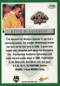 2000 Select #119 Kevin McGuinness Back